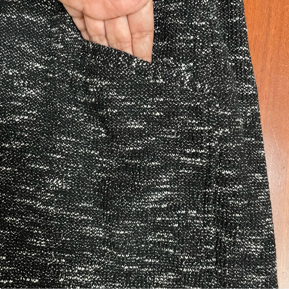 Eileen Fisher Micro Tweed Knit Long Cardigan Black White Textured Sz S B2 - Picture 10 of 14
